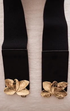 Ceintures-EASY-CLOTHES Ceinture Ju - Noire - Boucle Feuille - AjustableEasy Clothes Noire