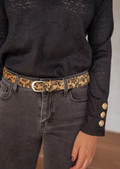 Ceintures-EASY-CLOTHES Ceinture Mae - Léopard - Boucle Dorée - AjustableEasy Clothes Léopard