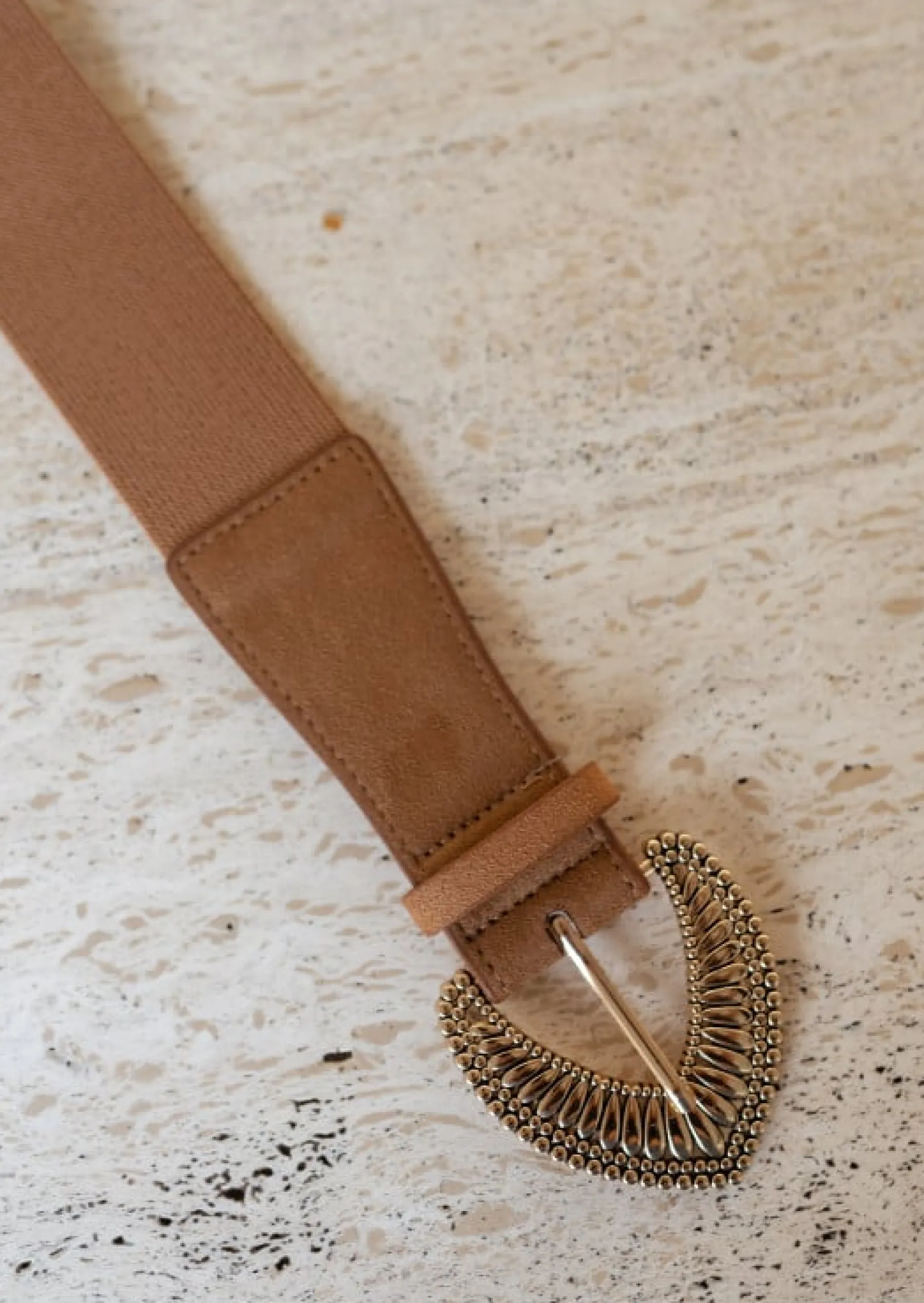 Ceintures-EASY-CLOTHES Ceinture Safa Camel - Boucle Dorée - AjustableEasy Clothes Camel