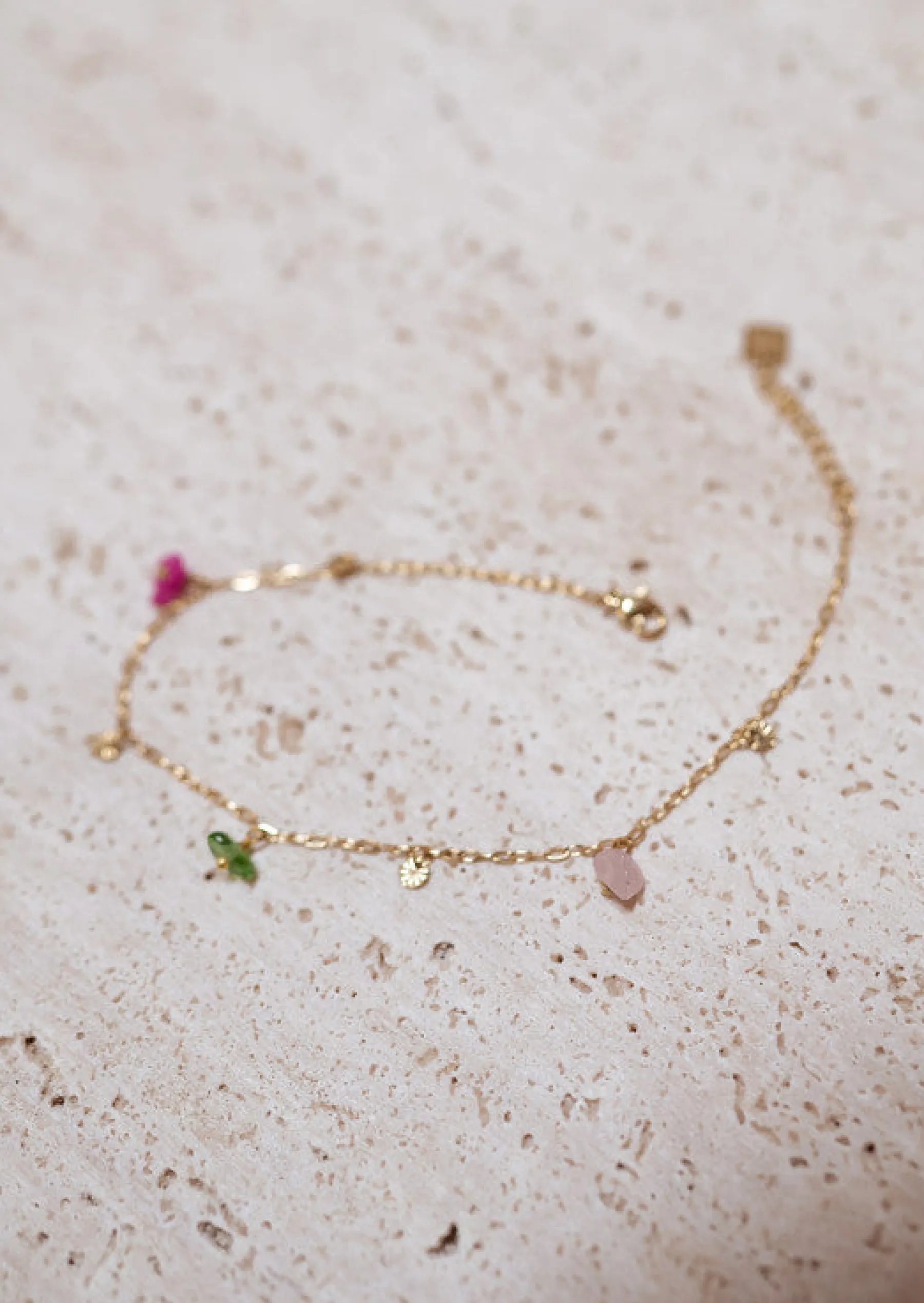 Bracelets-EASY-CLOTHES Chaine De Cheville - Delta - Perles Colorées - AjustableEasy Clothes Dorée avec perles multicolores