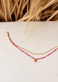 Bracelets-EASY-CLOTHES Chaine de Cheville Gunzo - Rose & Dorée - Pendentif CoquillageEasy Clothes Rose et dorée       