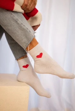 Chaussettes-EASY-CLOTHES Chaussettes - Heart - Paillettes argentéesEasy Clothes Argentées       