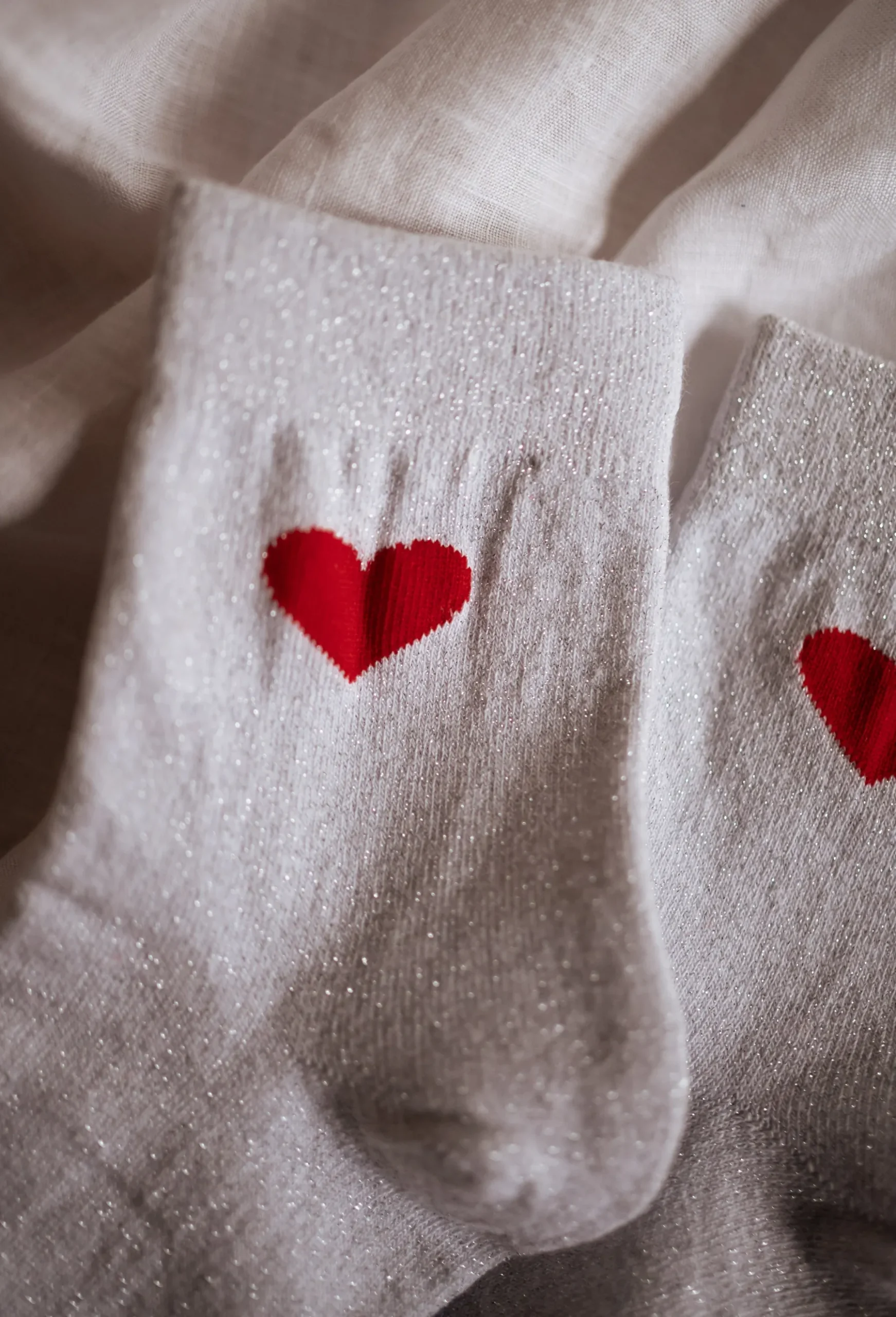Chaussettes-EASY-CLOTHES Chaussettes - Heart - Paillettes argentéesEasy Clothes Argentées