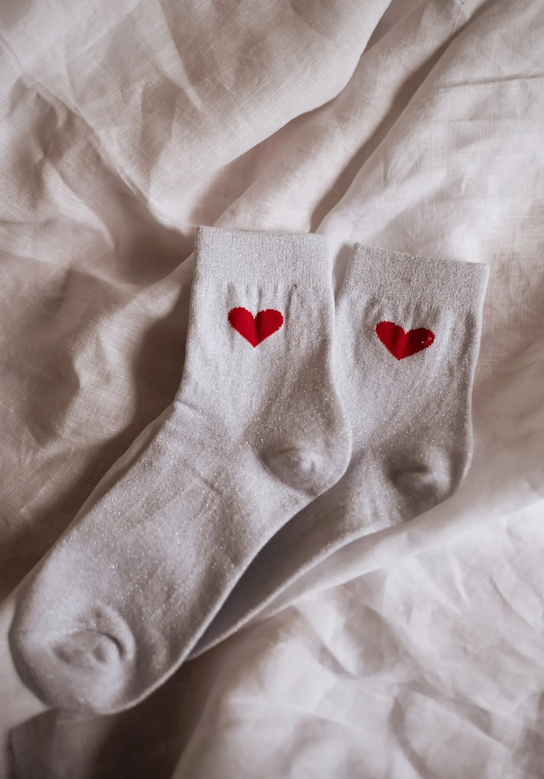 Chaussettes-EASY-CLOTHES Chaussettes - Heart - Paillettes argentéesEasy Clothes Argentées