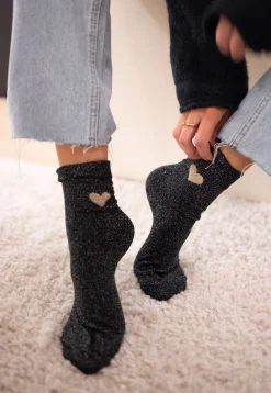 Chaussettes-EASY-CLOTHES Chaussettes - Heart - Paillettes noiresEasy Clothes Noires