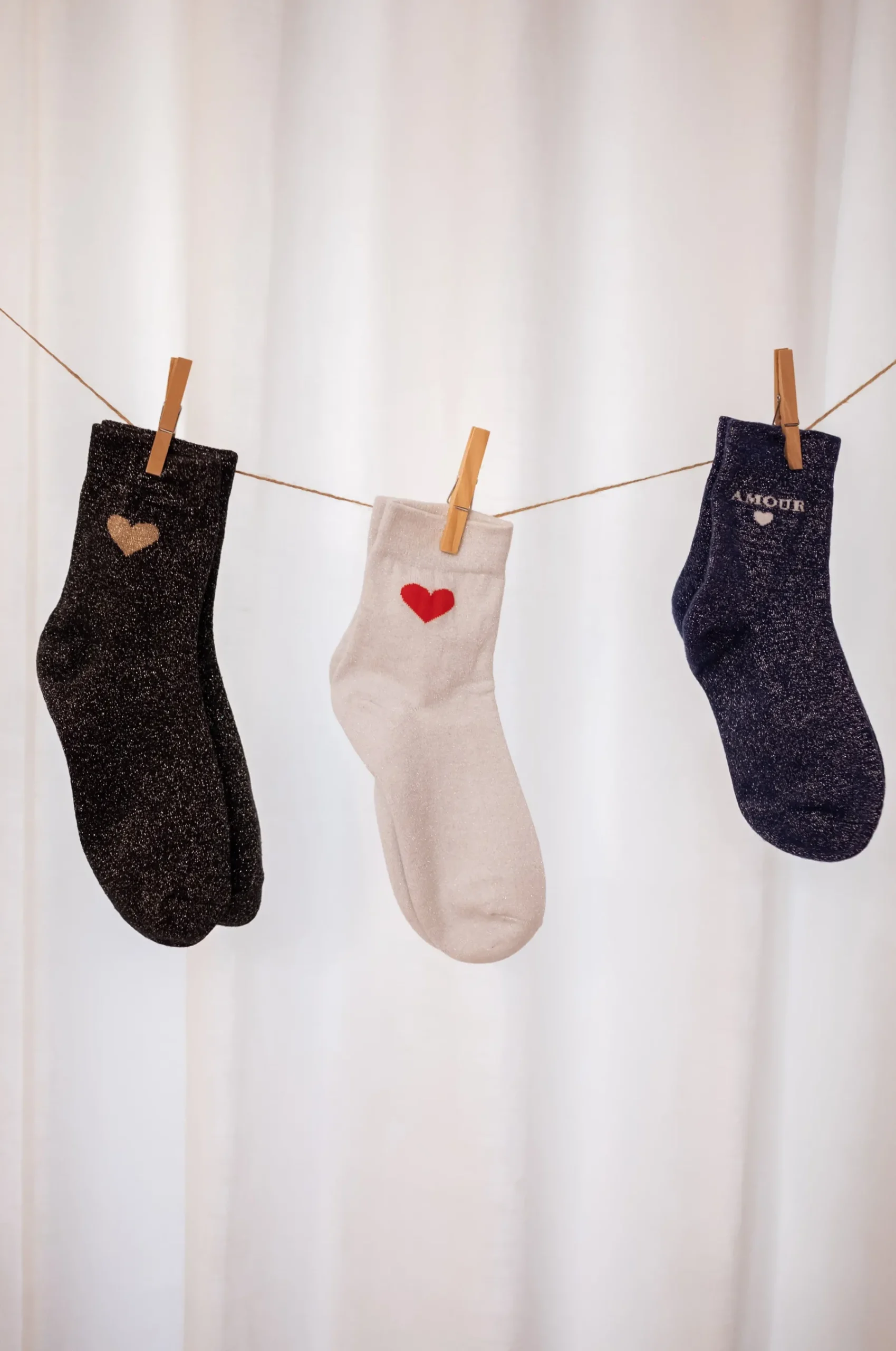 Chaussettes-EASY-CLOTHES Chaussettes - Heart - Paillettes noiresEasy Clothes Noires