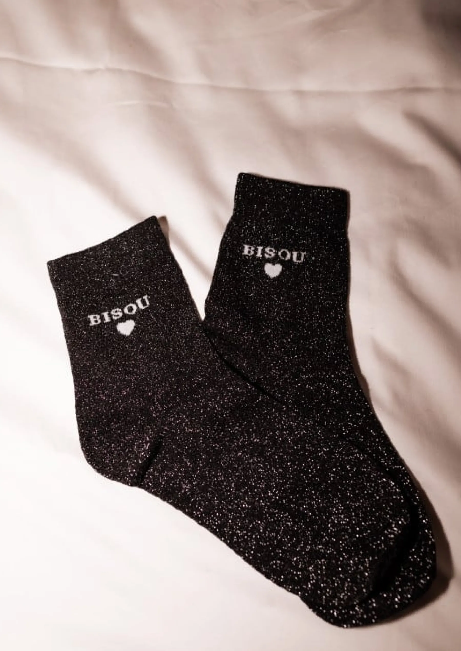 Chaussettes-EASY-CLOTHES Chaussettes Bisou - Noires Brillantes - Easy Clothes Noires brillantes