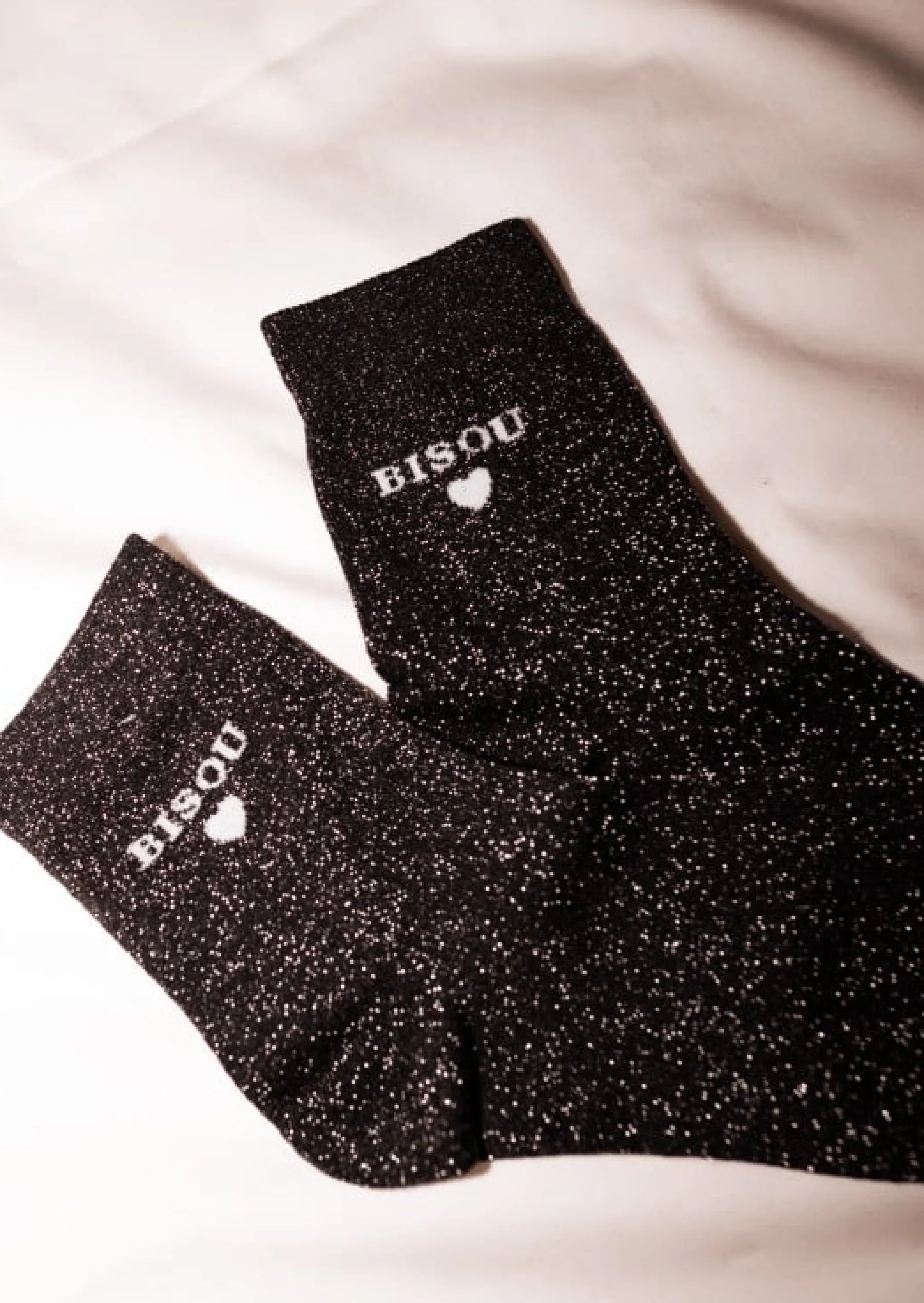 Chaussettes-EASY-CLOTHES Chaussettes Bisou - Noires Brillantes - Easy Clothes Noires brillantes