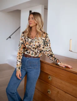 Chemisiers & Blouses-EASY-CLOTHES Chemise Anais à motifs | Chemise classique femme | Prêt-à-porter en ligne | Easy Clothes À motifs       