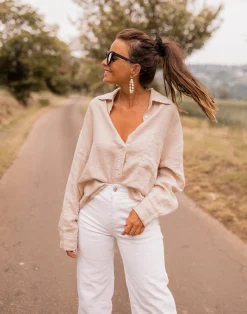Chemisiers & Blouses-EASY-CLOTHES Chemise Arkie - beige en linEasy Clothes Beige en lin