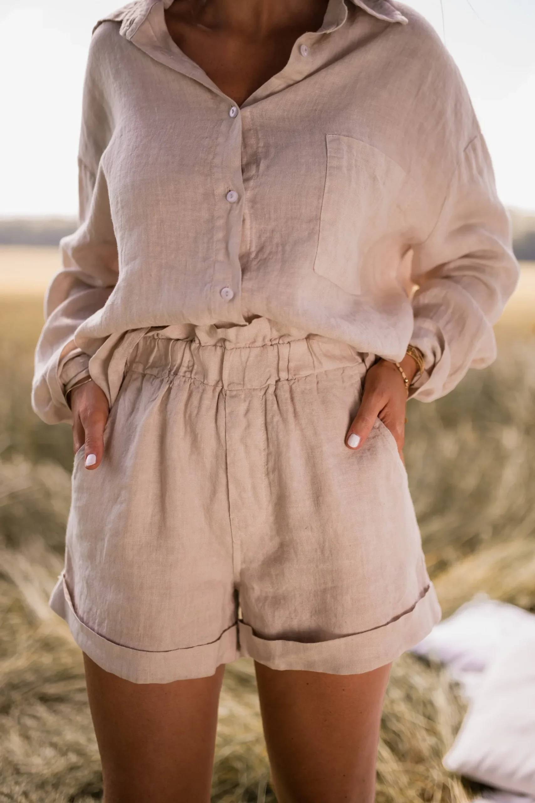 Chemisiers & Blouses-EASY-CLOTHES Chemise Arkie - beige en linEasy Clothes Beige en lin