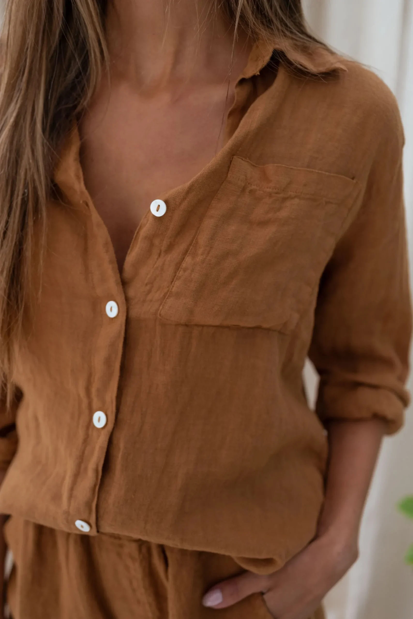 Chemisiers & Blouses-EASY-CLOTHES Chemise Arkie - ocre en linEasy Clothes Ocre en lin