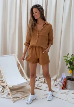 Chemisiers & Blouses-EASY-CLOTHES Chemise Arkie - ocre en linEasy Clothes Ocre en lin