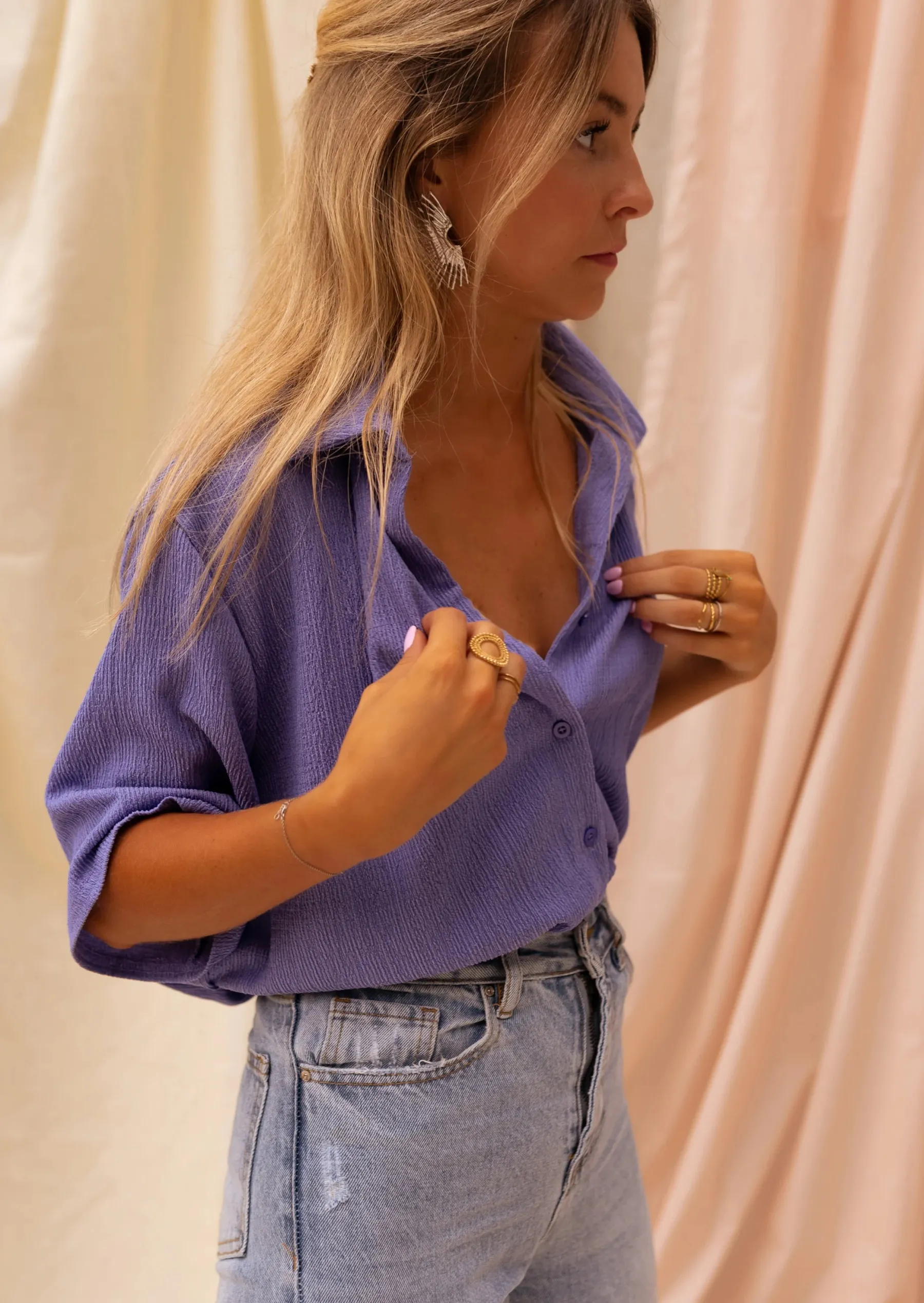 Chemisiers & Blouses-EASY-CLOTHES Chemise Bekki Mauve - Matière Fluide - Vêtements Tendances FemmeEasy Clothes Mauve