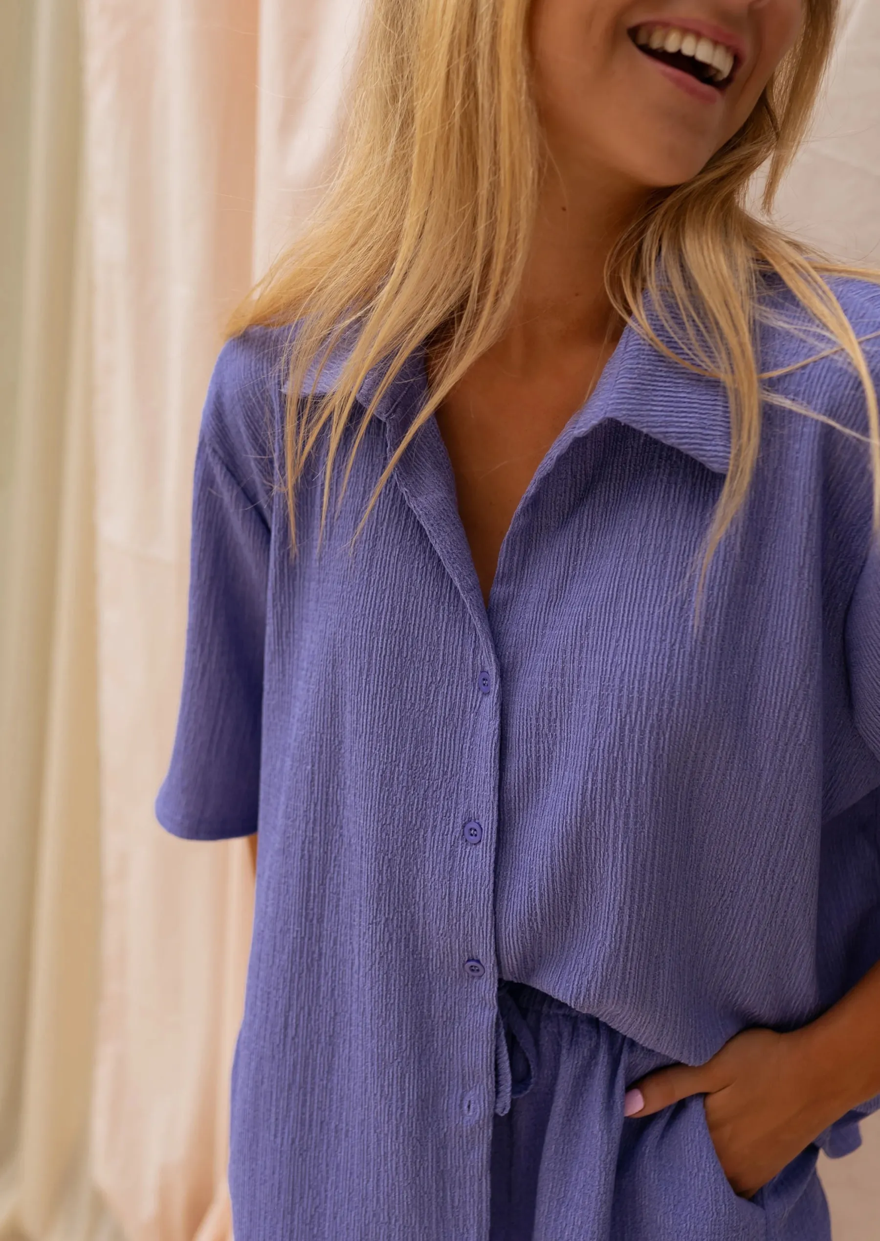 Chemisiers & Blouses-EASY-CLOTHES Chemise Bekki Mauve - Matière Fluide - Vêtements Tendances FemmeEasy Clothes Mauve