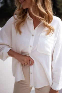 Chemisiers & Blouses-EASY-CLOTHES Chemise blanca - écrue en linEasy Clothes Écrue en lin