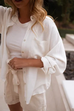 Chemisiers & Blouses-EASY-CLOTHES Chemise blanca - écrue en linEasy Clothes Écrue en lin