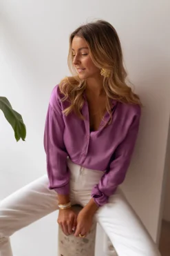 Chemisiers & Blouses-EASY-CLOTHES Chemise Britte - mauveEasy Clothes Mauve