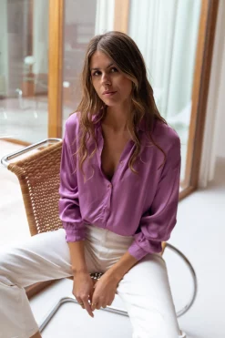 Chemisiers & Blouses-EASY-CLOTHES Chemise Britte - mauveEasy Clothes Mauve