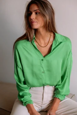 Chemisiers & Blouses-EASY-CLOTHES Chemise Britte - vertEasy Clothes Vert       