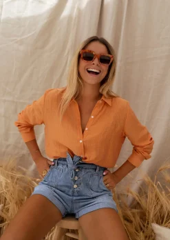 Chemisiers & Blouses-EASY-CLOTHES Chemise Dalo | Couleur Orange | Légère & FluideEasy Clothes Orange