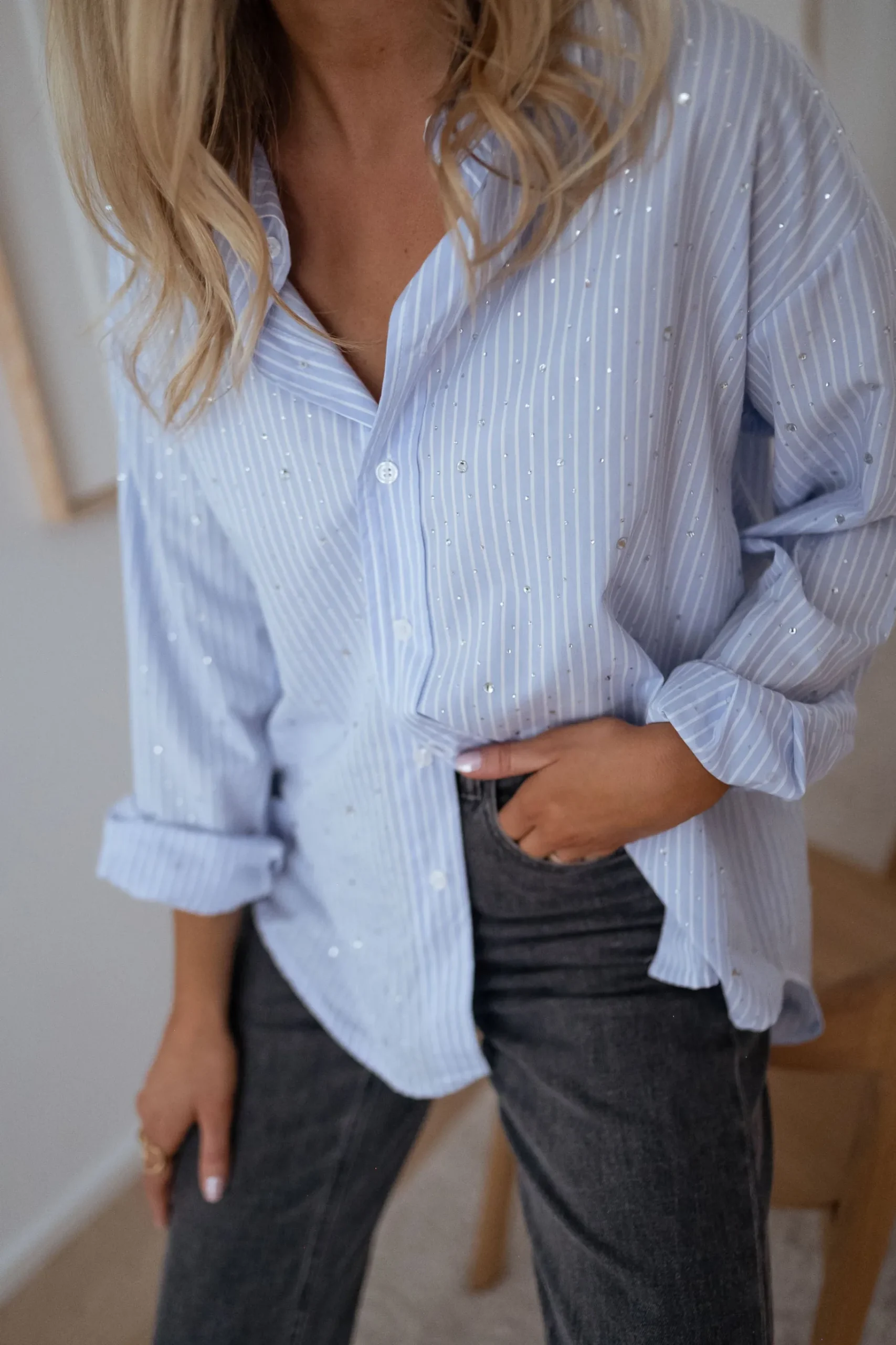 Chemisiers & Blouses-EASY-CLOTHES Chemise Ditte - à lignes et à strassEasy Clothes À lignes et à strass