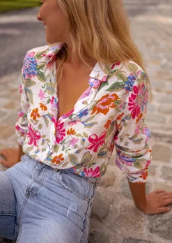 Chemisiers & Blouses-EASY-CLOTHES Chemise Edda - Motifs À Fleurs - MulticoloreEasy Clothes À fleurs       