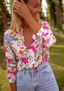 Chemisiers & Blouses-EASY-CLOTHES Chemise Edda - Motifs À Fleurs - MulticoloreEasy Clothes À fleurs