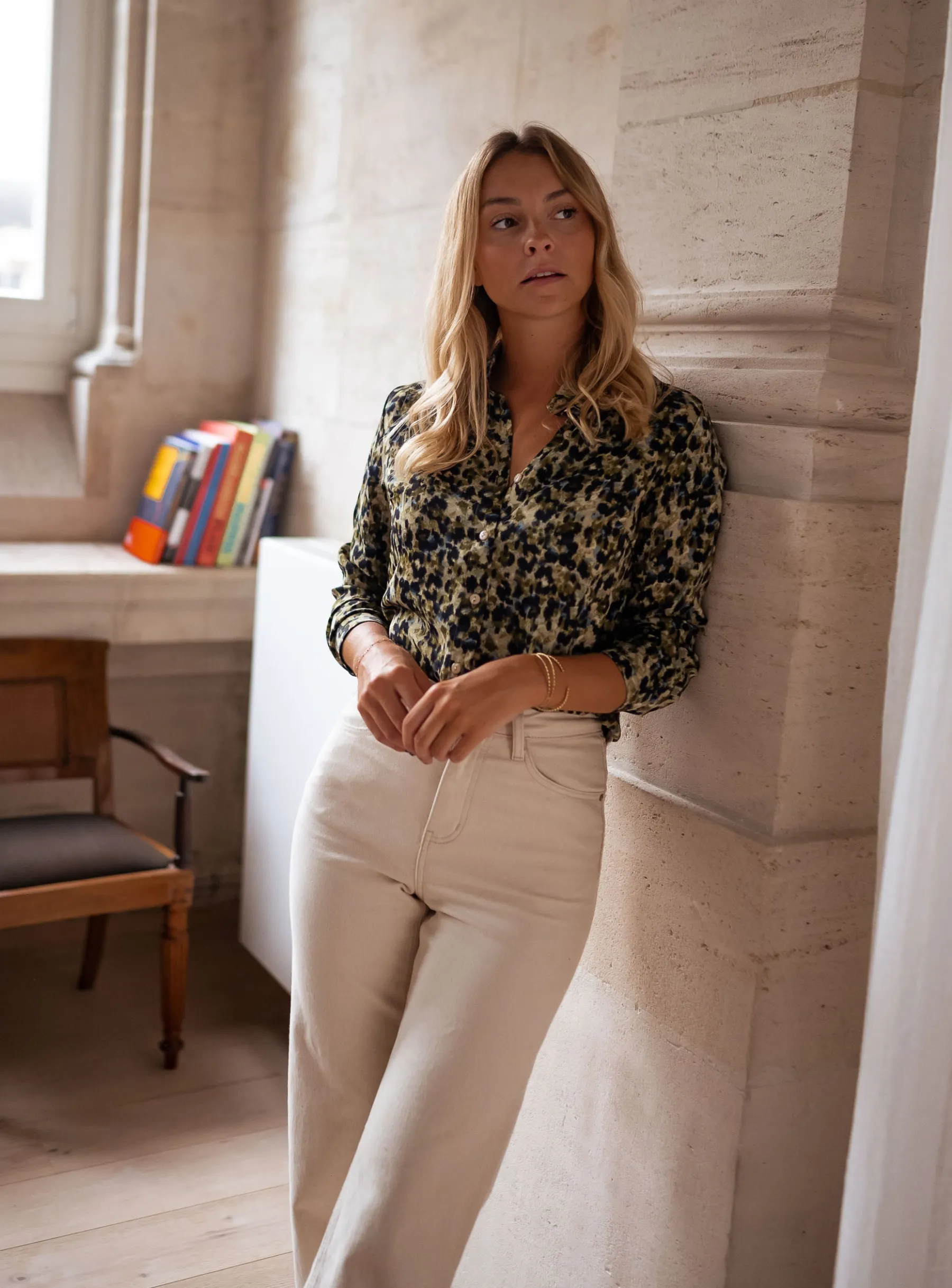 Chemisiers & Blouses-EASY-CLOTHES Chemise Elisa - verte et bleueEasy Clothes Verte et bleue