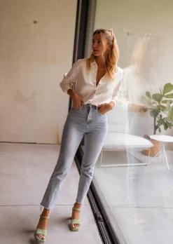 Chemisiers & Blouses-EASY-CLOTHES Chemise Esteve écrue | Chemise satinée | Prêt-à-porter en ligne | Easy Clothes Écrue       