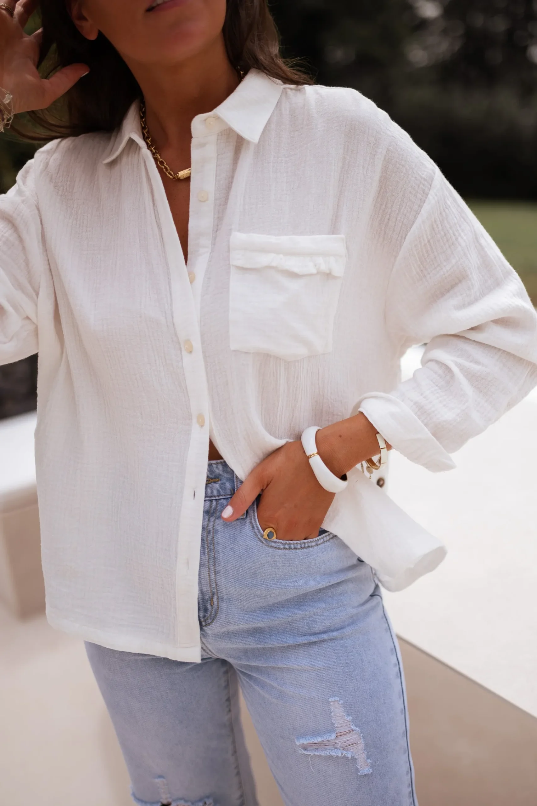 Chemisiers & Blouses-EASY-CLOTHES Chemise Fanny - blancheEasy Clothes Blanche