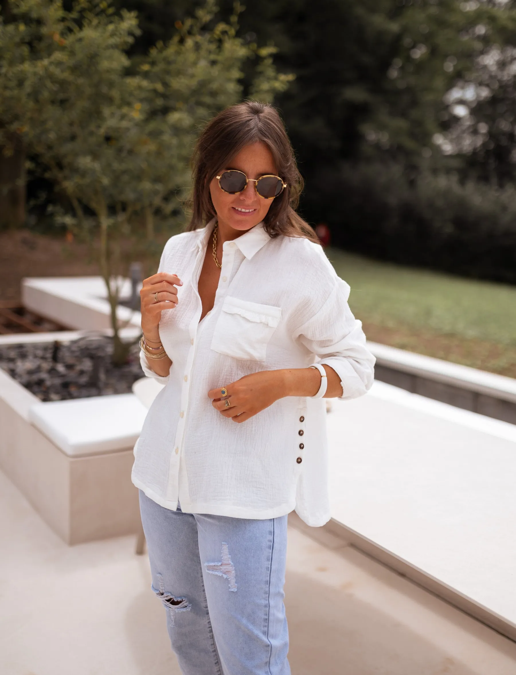 Chemisiers & Blouses-EASY-CLOTHES Chemise Fanny - blancheEasy Clothes Blanche