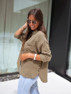 Chemisiers & Blouses-EASY-CLOTHES Chemise Fanny - kakiEasy Clothes Kaki