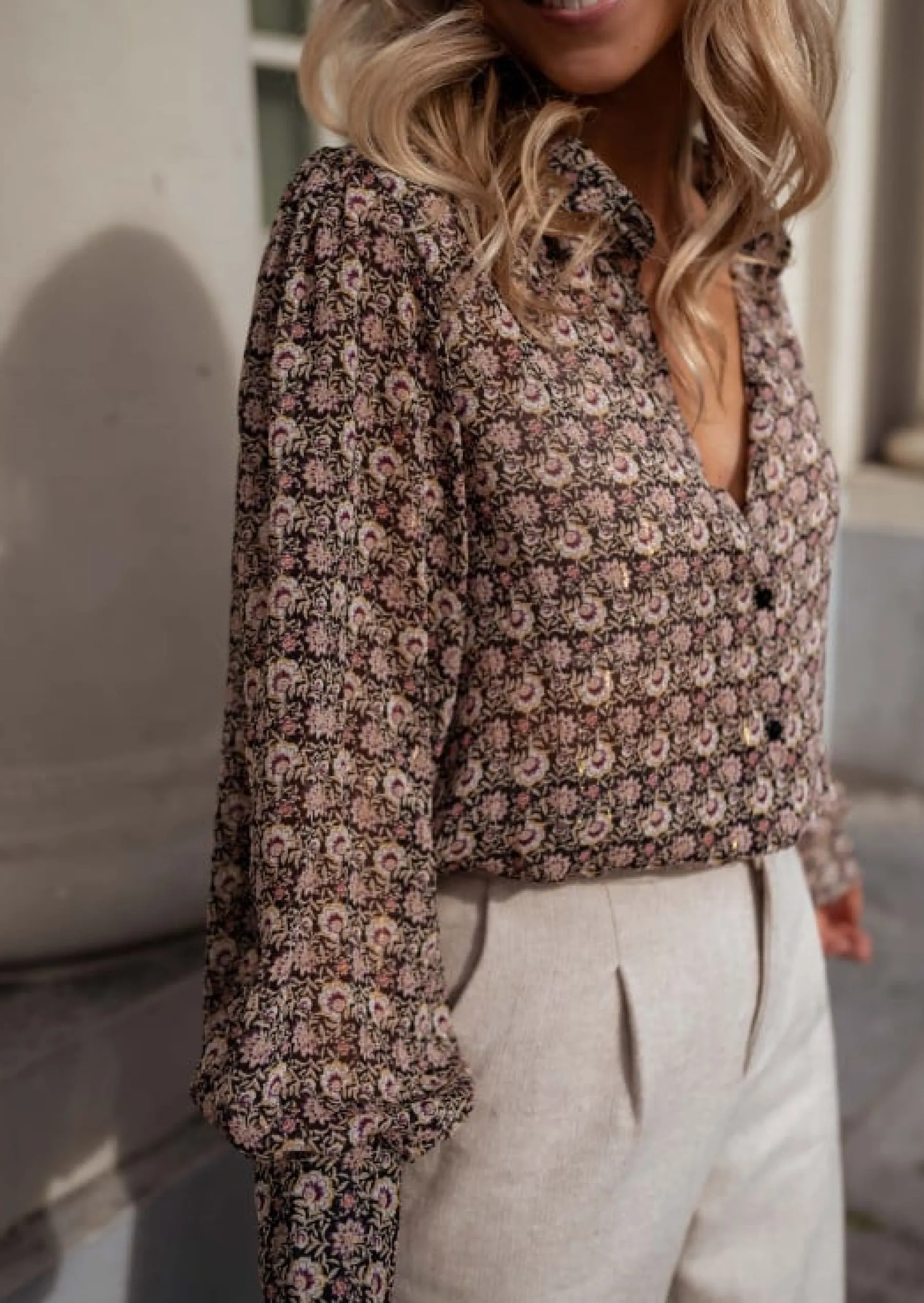 Chemisiers & Blouses-EASY-CLOTHES Chemise Indie - Manches Looses - Avec MotifsEasy Clothes