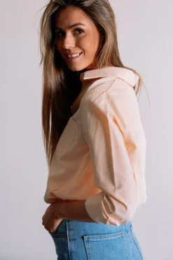 Chemisiers & Blouses-EASY-CLOTHES Chemise Kloé - pêcheEasy Clothes Pêche       