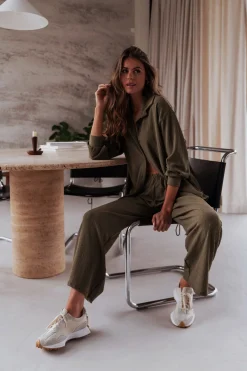 Chemisiers & Blouses-EASY-CLOTHES Chemise Larissa - kakiEasy Clothes Kaki