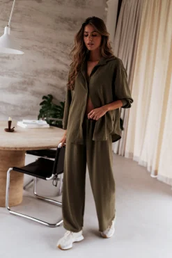 Chemisiers & Blouses-EASY-CLOTHES Chemise Larissa - kakiEasy Clothes Kaki