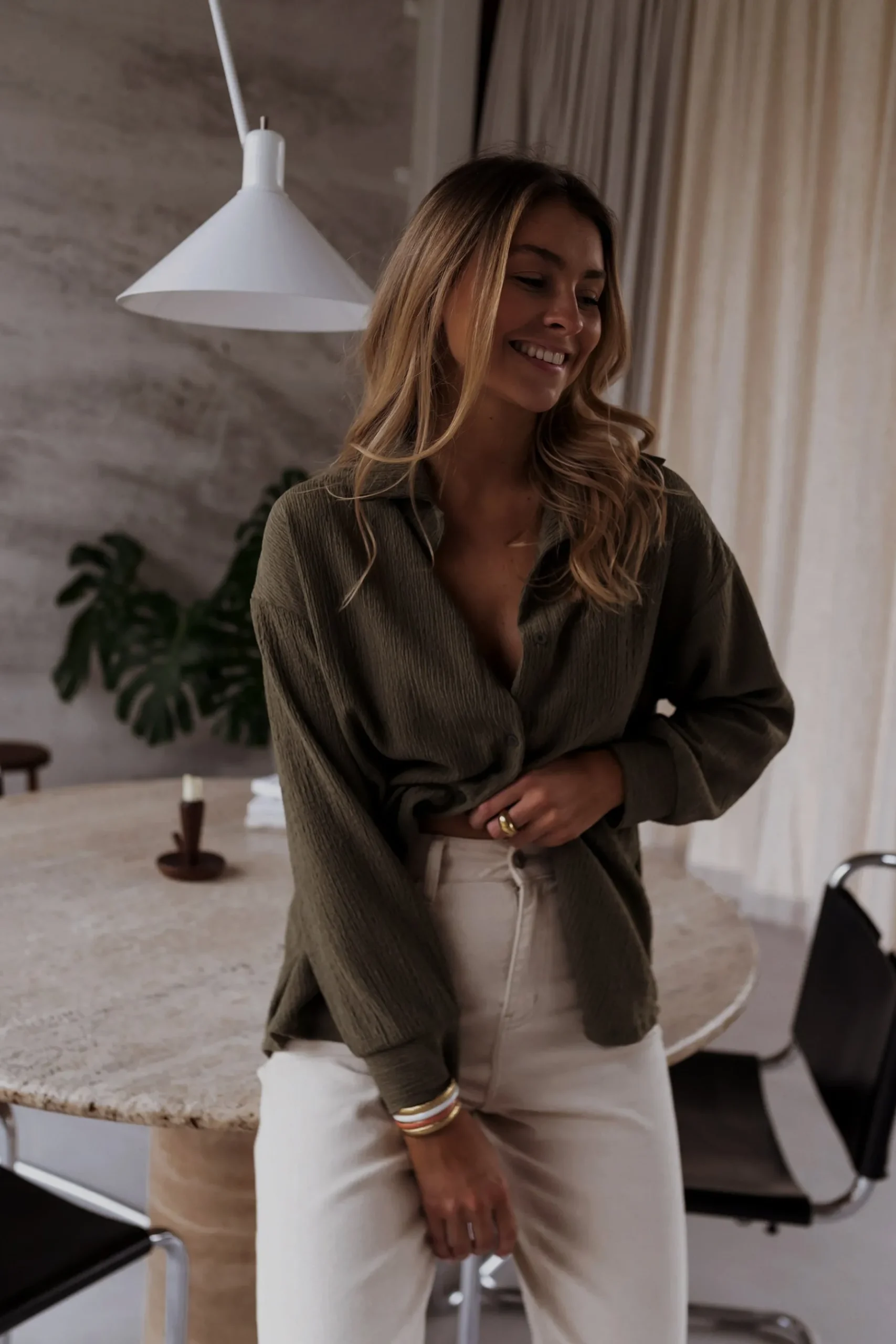 Chemisiers & Blouses-EASY-CLOTHES Chemise Larissa - kakiEasy Clothes Kaki