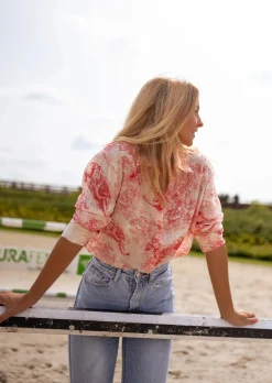 Chemisiers & Blouses-EASY-CLOTHES Chemise Maelle Rouge - Motifs - Fluide - Easy Clothes Rouge