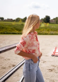 Chemisiers & Blouses-EASY-CLOTHES Chemise Maelle Rouge - Motifs - Fluide - Easy Clothes Rouge       
