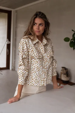 Chemisiers & Blouses-EASY-CLOTHES Chemise Maelys - écrue à fleursEasy Clothes Écrue à fleurs