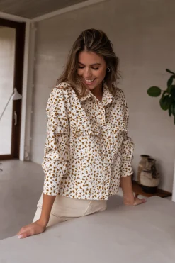 Chemisiers & Blouses-EASY-CLOTHES Chemise Maelys - écrue à fleursEasy Clothes Écrue à fleurs