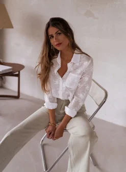 Chemisiers & Blouses-EASY-CLOTHES Chemise Mellie - écrue brodéeEasy Clothes Écrue brodée
