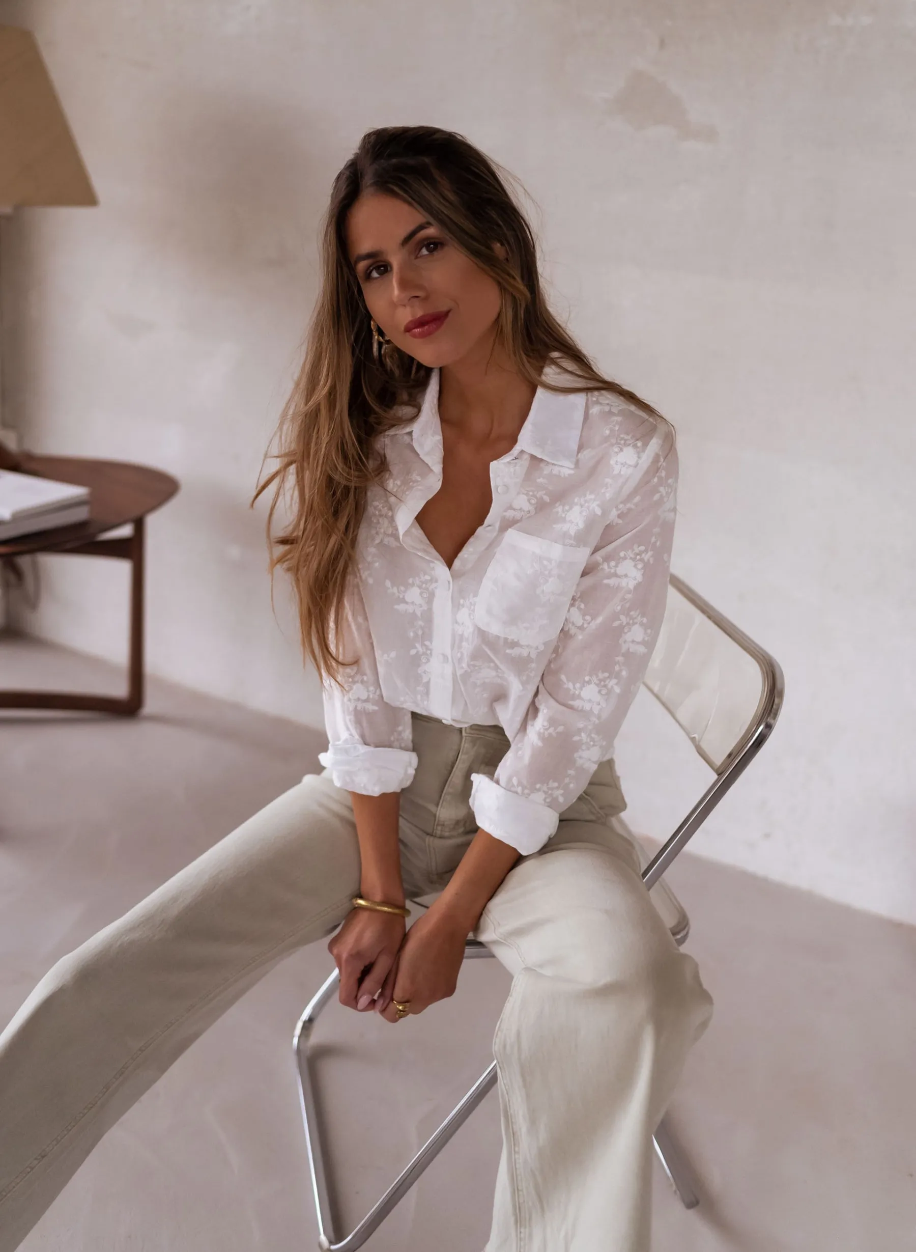 Chemisiers & Blouses-EASY-CLOTHES Chemise Mellie - écrue brodéeEasy Clothes Écrue brodée