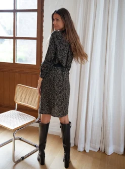 Chemisiers & Blouses-EASY-CLOTHES Chemise Merida - noire à motifs vertsEasy Clothes Noire à motifs verts       