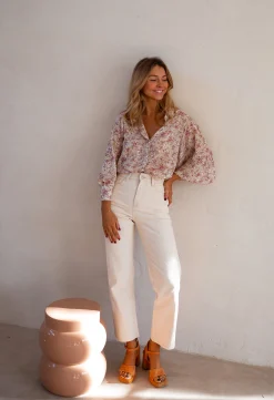 Chemisiers & Blouses-EASY-CLOTHES Chemise Nara - Beige & Rose - FluideEasy Clothes Beige et rose       
