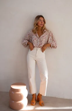 Chemisiers & Blouses-EASY-CLOTHES Chemise Nara - Beige & Rose - FluideEasy Clothes Beige et rose       
