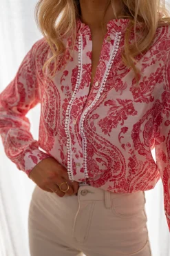 Chemisiers & Blouses-EASY-CLOTHES Chemise Othan - Rouge & Rose - FluideEasy Clothes Rouge et rose