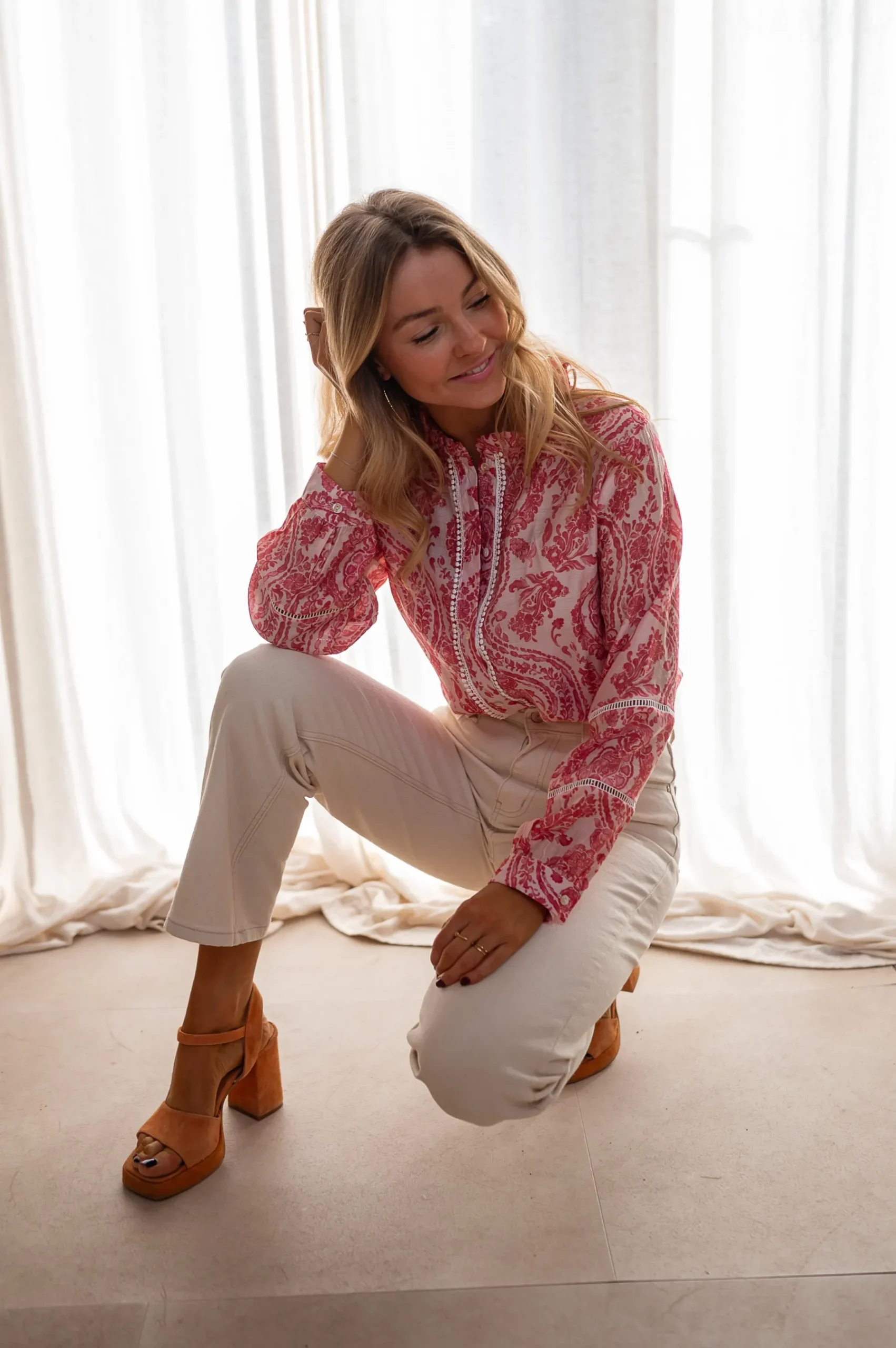 Chemisiers & Blouses-EASY-CLOTHES Chemise Othan - Rouge & Rose - FluideEasy Clothes Rouge et rose