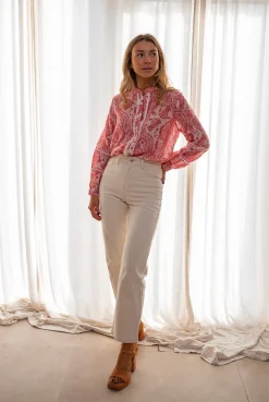 Chemisiers & Blouses-EASY-CLOTHES Chemise Othan - Rouge & Rose - FluideEasy Clothes Rouge et rose